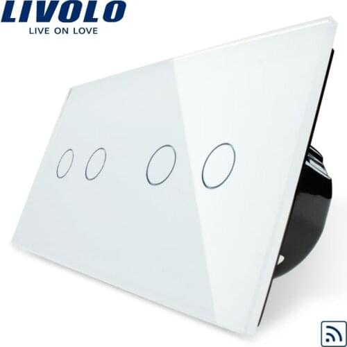 Livolo, Easy Life, 4-Gang Remote touch screen, Luxury Tempered Glass Panel, home wall light switch, VL-C702R-11/VL-C702R-11