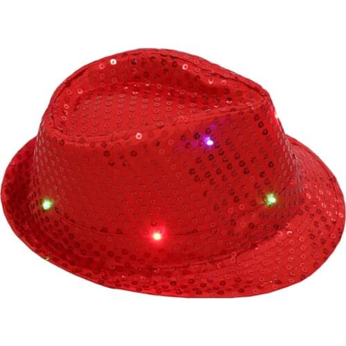 Flashing Light Up Led Colorful Sequin Cap Unisex Fancy Dress Dance Party Hat Fashion Bucket Hat Summer Luminous Performance Caps