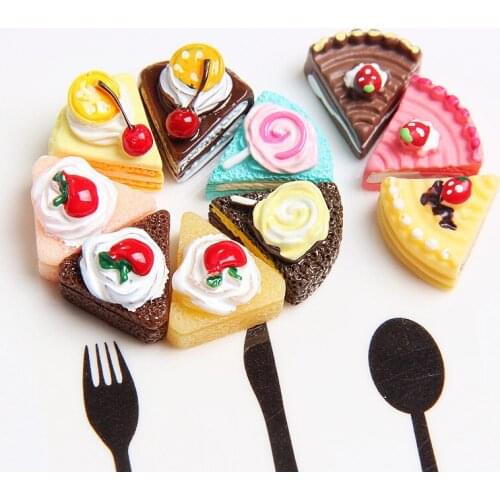 Cute 3D Fruit Cake Resin Cabochons 10pcs 12*14mm Kawaii Cameo Patch Fit Charms Pendant DIY Phone Shell Decor Embellishments