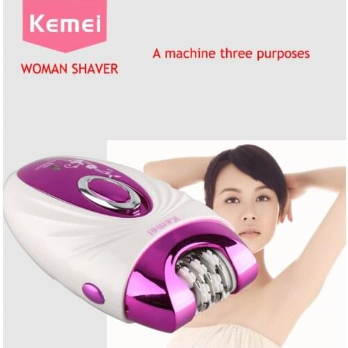 KEMEI 3 in 1 Multifunction Epilator Women Depilation Depilador Feminino Lady Shaver Rechargeable Purple Shaver bikini trimmer