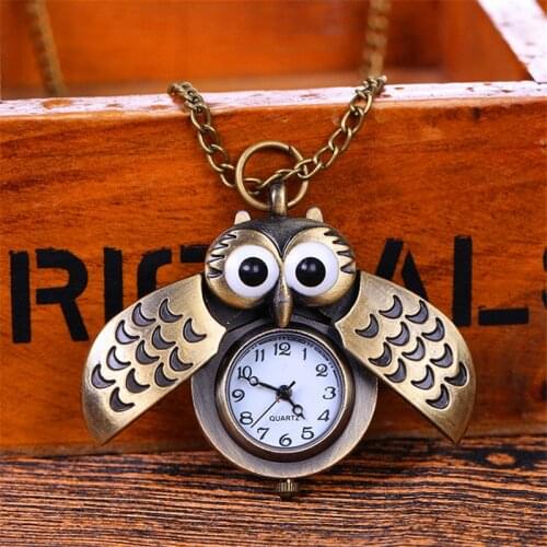 Fashion Women Men Pocket Watches Personality Owl Quartz Pocket Watch Unisex Necklace Watch Digital Ladies Casual Clock
