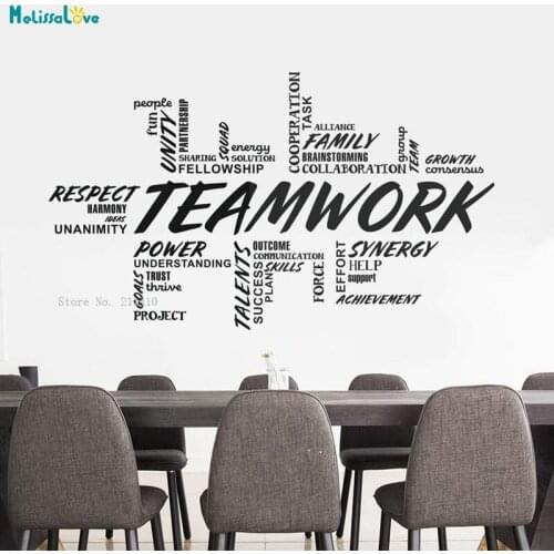 Teamwork Wall Decals Word Office Decor Motivational Self-adhesive Quote Stickers Art Design Study Startup Culture YT4865