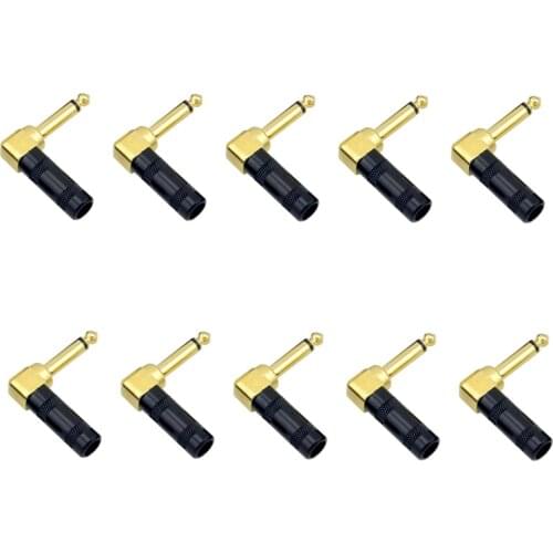 New 10pcs/pack pedal patch cables Mono plug connector Gold for diy guitar pedalboard cable kit free shipping