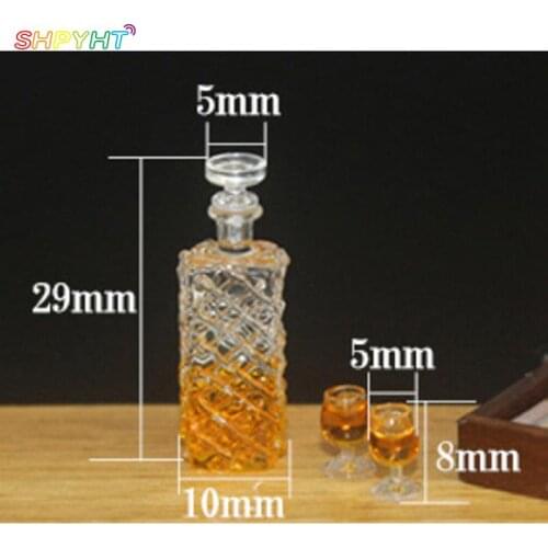 NEW3pcs/set(1 bottle+2 cups) Colorful Wine Bottles Dollhouse Miniature 1:12 Scale Classic Toys For Kids Scale Models