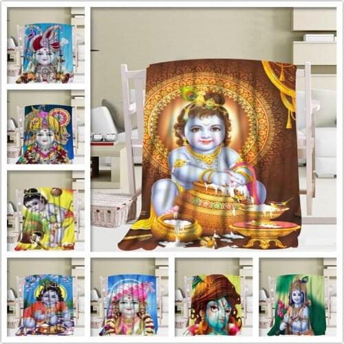 New Arrival Custom Lord Krishna Blanket Sofa New Blanket Portable Soft Blanket Bed Plane Travel Adult Home Blanket
