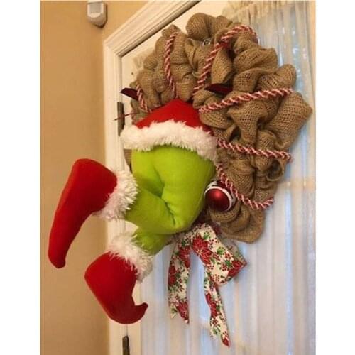 New Year Wreath The Grinch Stole Christmas Burlap Wreath Christmas Garland Decorations Funny Gift For Kid