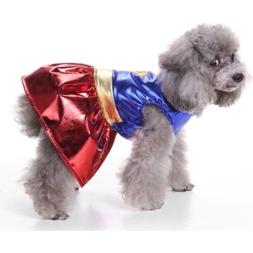 Dog Clothes Pet Clothes Turned Into Funny Dress Super Claw Skirt Super Girl Paws Funny Cute Costume Shiny Girl Bright Show