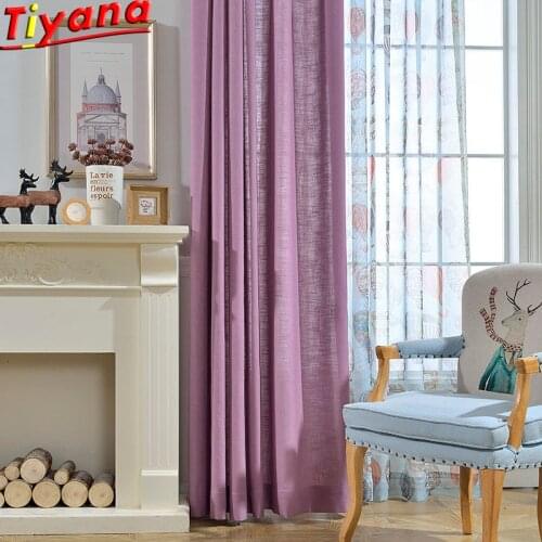Solid Purple Curtains for Living Room Green Solid Curtain Fabrics Simple and Elegant Pastoral Curtains for Window WP414b#40
