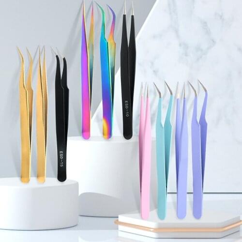 Excellent Quality Tweezers Bend+Straight New Stainless Steel Industrial Anti-static Cross Accessories Tools sewing supplies