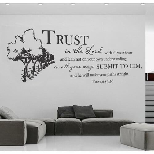 Proverbs 3:5-6 Wall Decal Quote Trust In The Lord Sticker Bible Verse Home Decor Christian Bedroom Living Room Decoration Spain