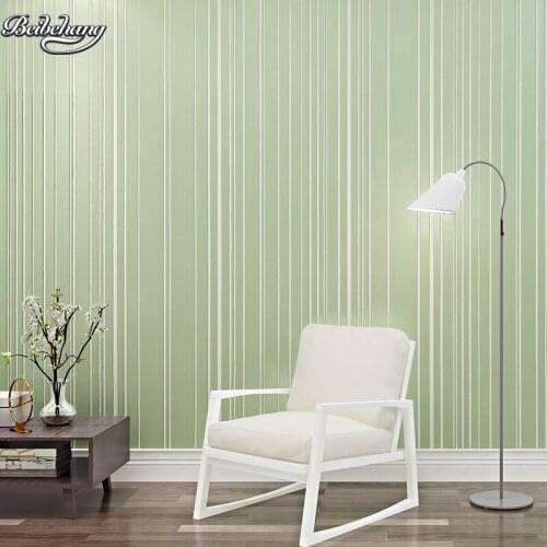 Beibehang 3D stereo simple modern green striped wallpaper bedroom living room full of environmental non-woven wallpaper