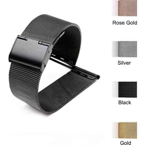 16 18 20 22mm Stainless Steel Watch Band Milanese Universal Metal Woven Strap Substitute Dw Black Rose Gold Wrist Band