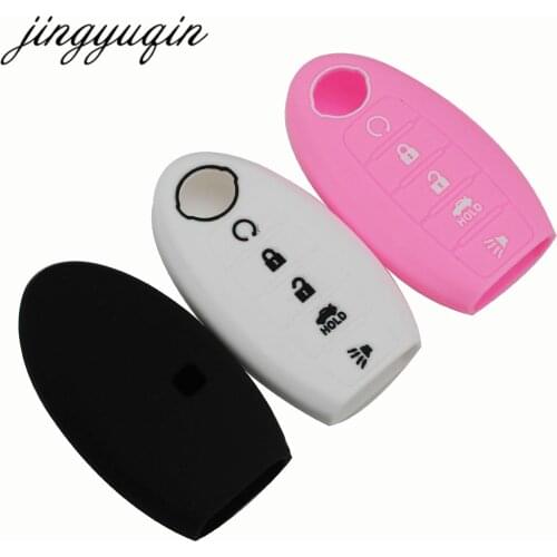 Jingyuqin Silicone Key Case Smart Keyless Remote For Nissan Altima Maxima Infiniti EX FX G37 Q60 QX50 QX70 5 Button Fob Cover