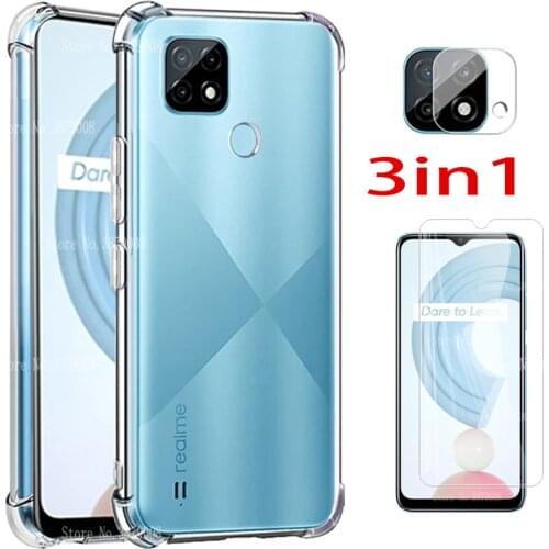 Silicone Case For Realme C21 Cases+Glass Film Realme C21 c 21 21c realmec21 C-21 Shockproof Back Cover Realme C 21 Phone Case