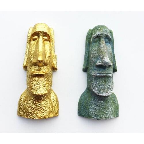 World Heritage Chile Easter Island Three-dimensional Moai Statue Hand-painted Decorative Crafts Magnetic Fridge Magnet