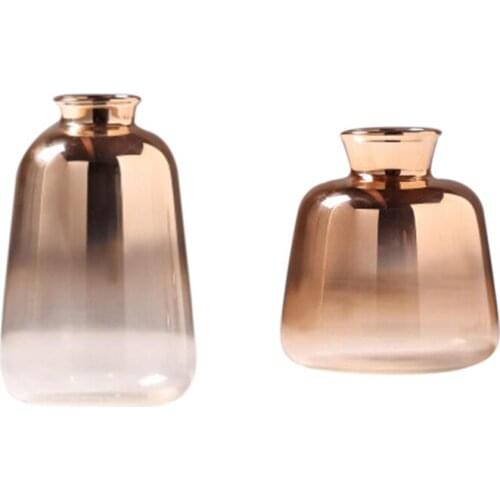 4 Pcs Glass Vase Nordic Electroplated Gold Vase Glass Flower Vases for Home Decor Dried Flower Bottle Decoration