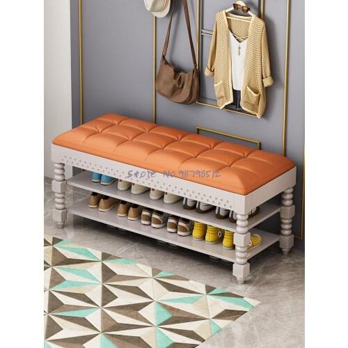 Shoe storage stool, household door storage shoe rack, multifunctional shoe cabinet, long sofa stool, can sit in the house and we