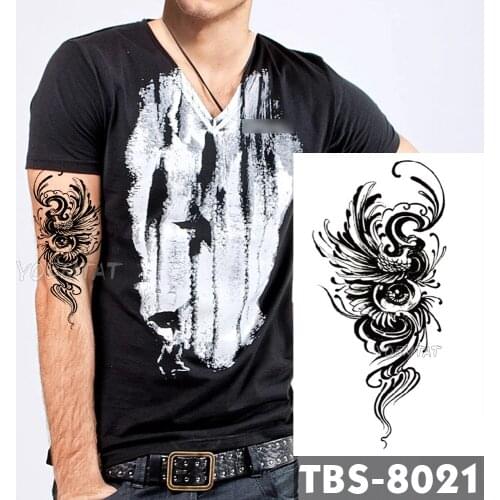 12x19cm Waterproof Temporary Tattoos Eyes phoenix Flash Tattoo Sticker Feather birds Tribal Totem Tatoo DIY Arm Fake Tattoo Men
