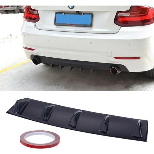 Universal Car Rear Body Bumper Diffuser Shark 5 Fin Kit Spoiler Car Rear Shark Fin Style Black