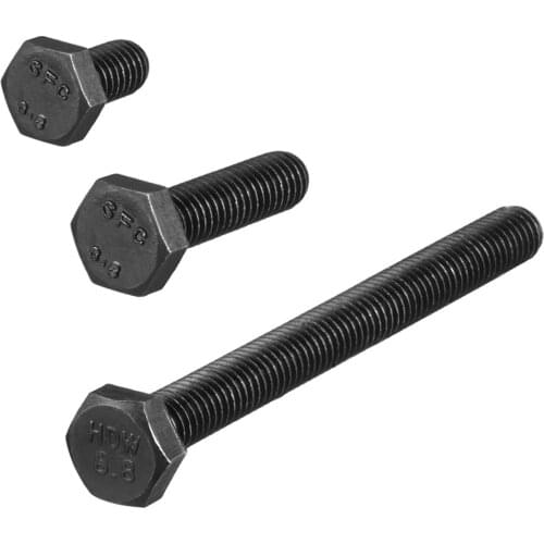Uxcell 30/50/90/100pcs M6 x 10/12/16/20/25mm Carbon Steel Hex Head Screw Bolts Fastener Grade 8.8 Hex Screw Black