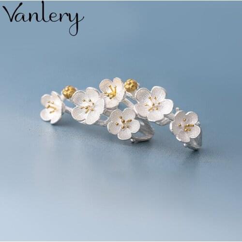 Vintage Flower Stud Earrings For Women Silver Color Geometric Earrings Brinco Trendy Fashion Jewelry Gifts