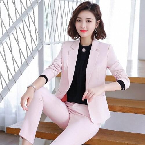 Women pant suits formal suit fashion dress temperament slim jacket pants suit office ladies suit overalls 2piece set women