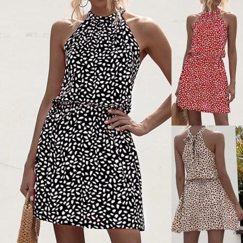 Sleeveless Women Dress Retro Beach Summer Mini Dress Fashion O-neck Casual 2021 Sexy Beach Dress Plus Size Vestidos De Fiesta