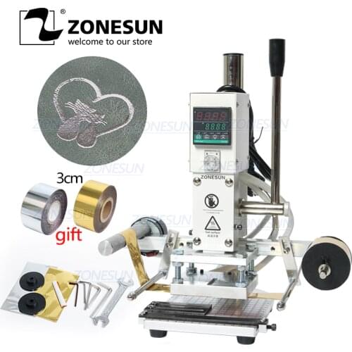 ZONESUN Manual Hot Stamping Machine Custom LOGO Paper Plastic Leather Embossing Heat Press Machine DIY Gift