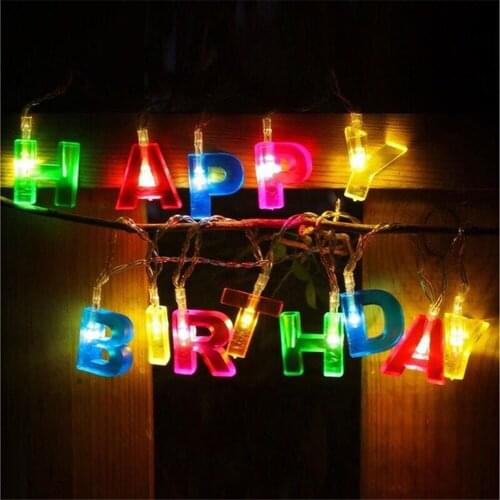 1.3M Colorful Alphabet Light String Happy Birthday Merry Christmas Battery Power LED Lamp for Room Bedroom Bouquet Decoration
