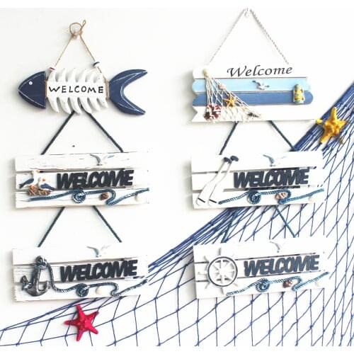 Marine style 1PC Funny Handmade Wood Hang Toilet Signage Sign Sticker WC Bathroom Door Wall Decor Welcome to indicate addresses