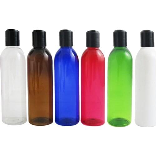 30PCS 250ml Refillable Empty Clear Amber Blue Green White Red Plastic Bottle Cream Lotion Cosmetic Container with Disc Top cap