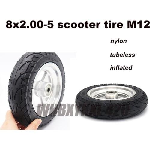 8x2.00-5 inch tire accessoires for electric mobility bike motor scooter nylon tubeless wheel solid inflated pneumatic