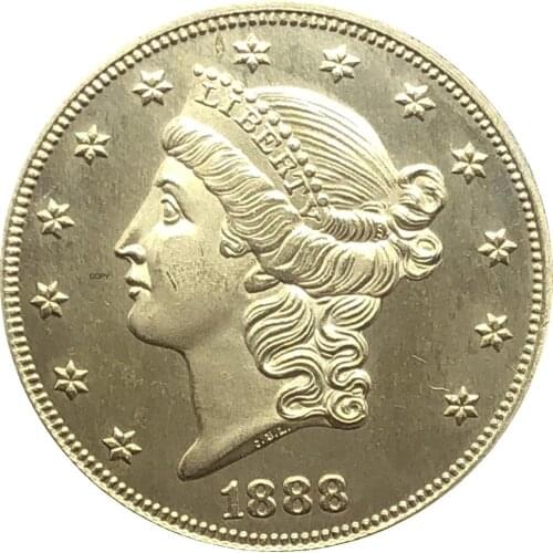 United States Liberty Head Double Eagle US 1888 1888 S Twenty Dollars With Motto In God We Trust Gold Coins Brass Copy Coins