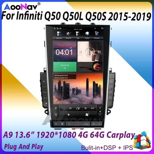 Mark 5 13.6“ VERTICAL SCREEN NAV RADIO GPS Car Video For INFINITI Q50 Q50L Q50S Q60 ANDROID 9.0 PX6 FAST BOOT Class Autoradio
