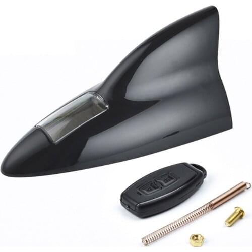 Car Shark Fin Antenna Base Cover Aerial Trim with Remote Control Solar Automobile Top LED Warning Light Signal Receiver