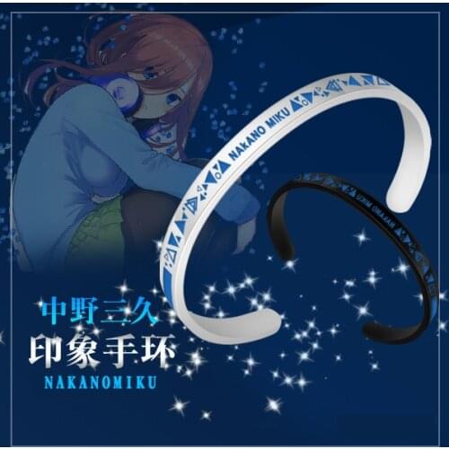 Anime The Quintessential Quintuplets Nakano Miku Bracelet Ring Student Cartoon Titanium Steel Wristband Xmas Gifts Cosplay