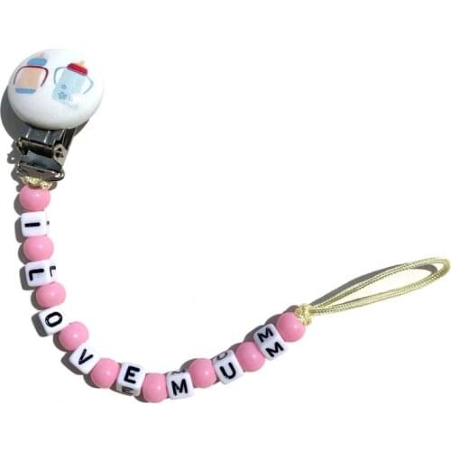 Wood Pacifier Clip for Infant Chain Baby Holder Beads Nibber for Children DIY Funny Baby Pacifier Clips Wooden Chain Hot