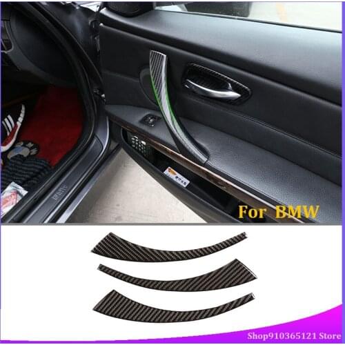 For BMW 3 Series E90 2005-2012 Auto Inner Door Armrest Stickers, Door Handles 2 Sets Of Real Carbon Fiber (Soft) Car Accessories