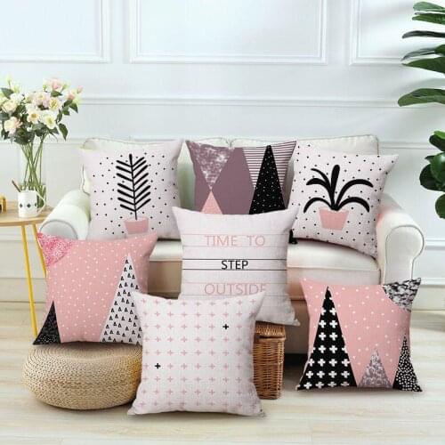 Double Sides Print Minimalist Decor Pink Geometric Pillowcase Marble Plant Pot Nordic Ins Decorative Cushion Covers For Sofa