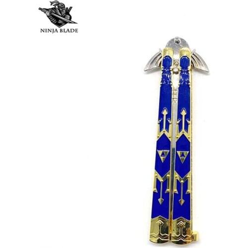 Breath Of Wild Butterfly Knife Trainer Link Mater Sword Balisong Blunt Collective Dull Blade Metal Model For Gift