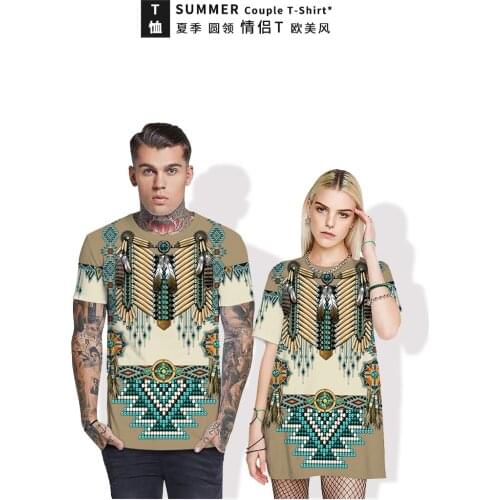 2020 European And American Tide Brand T-shirt Male Indian Men T-shirt Tide 3D Printed Bohemian Loose Personality Short Sleeve