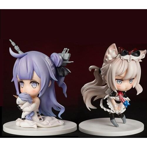 10cm Anime Game Azur Lane Figure Cute Q Version Unicorn and Hamman Action Figure PVC Collectible Model Toys doll gifts for kids