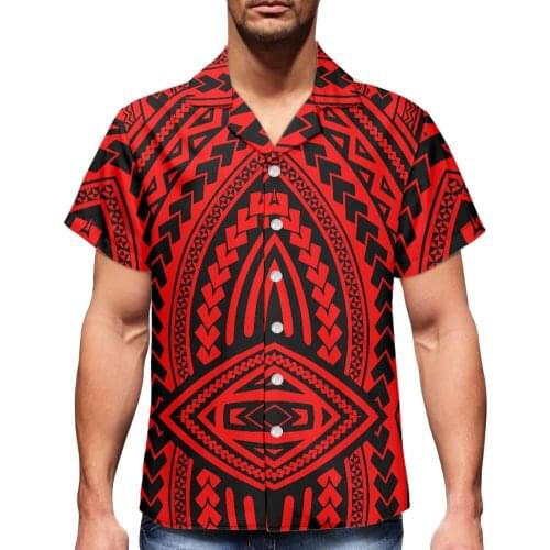 HYCOOL Polynesian Tribal Plumeria Pattern 2021 Mens Casual Shirt Custom Plus Size Men Cuban Shirt Men Green Summer Beach Shirts