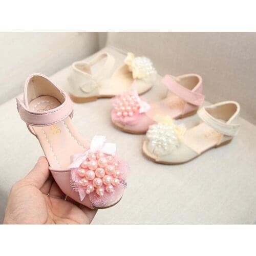 Classic Pearl flower Girls children sandal Sandals Floral Sole Kids Children Princess Sandals Shoes Beach sandales