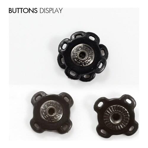 Metal + Plastic Black Flower Square Snap Press Button Fasteners Sewing Supplies for Craft Costume 100piece/NK150