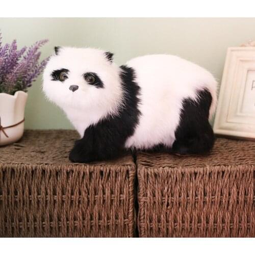 24*10*15cm,Real Fur High Simulation cute Panda,Valentines day gift, Wedding Birthday Party home Decoration,Easter gift kids Toys