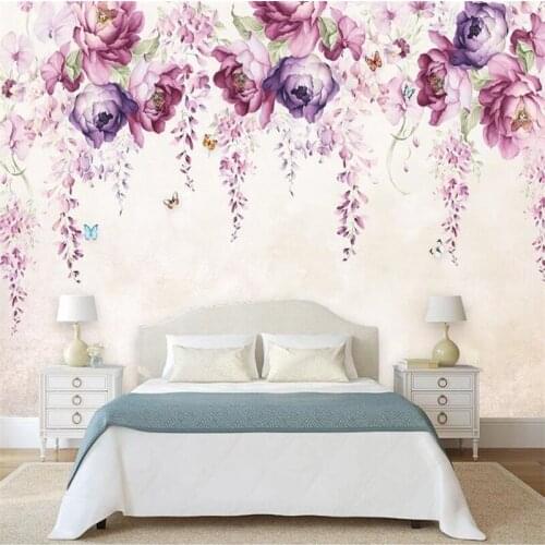 Milofi custom 3D wallpaper mural hand-painted violet peony flower living room bedroom background wall decoration wallpaper