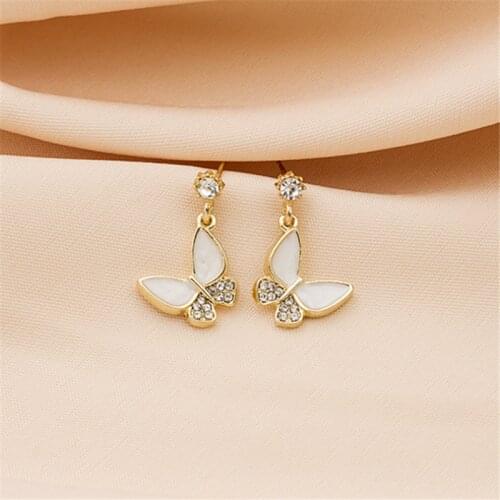 Fashion Geometry Butterfly Stud Earrings Epoxy Earrings Contracted Temperament Joker Mini Lovely Crystal Cute Romantic Women