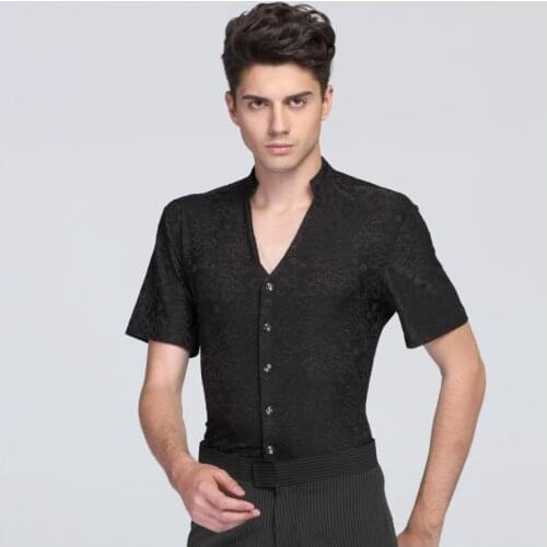 Male Latin Dance Shirt Short Sleeve Fringe Dance Top Mens Square Dance Costume Boy Latin Dance Costumes B-6817