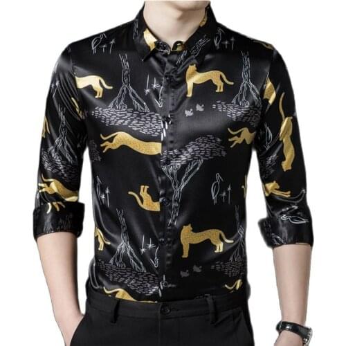 Mens Shirt,Mens Four Seasons, Casual Printed Long Sleeve Shirt, Lapel, Button Access, Keeping Pace With The Times, Six Styles